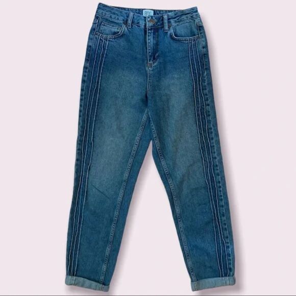 BDG Textured Stripe Mom Blue Jeans Size 25 - Picture 1 of 7